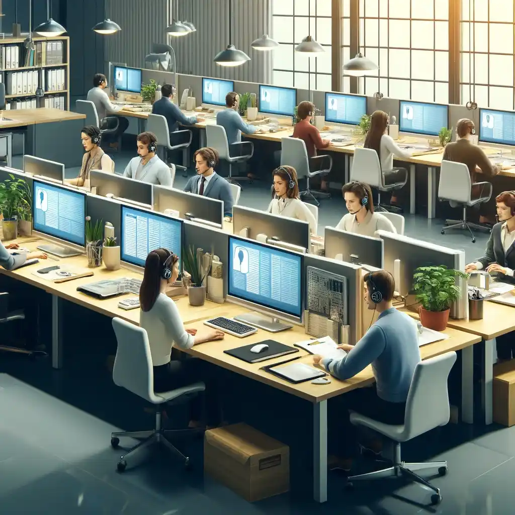 DALL·E 2024-05-04 09.47.08 - A modern office setting illustrating a 24-hour support system dedicated to maintaining email services. The scene includes a diverse support team activ (1)
